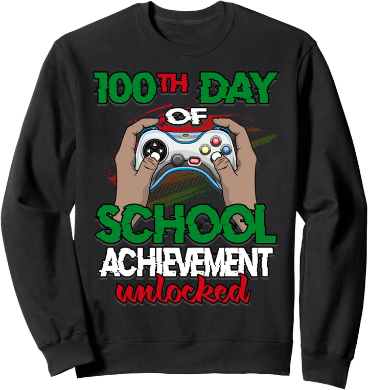 100th Day of School Achievement Shirt Video Gamers Boys Kids Sweatshirt