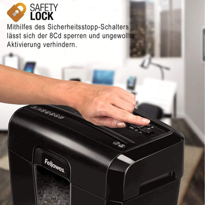 Fellowes Aktenvernichter 8 Blatt Partikelschnitt (P4), Papierschredder für Zuhause, Powershred 8Cd,