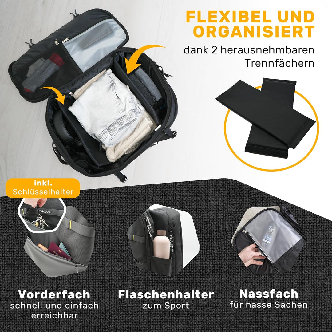 Handgepäck Koffer, Trolley, Leichter Robuster Hartschalenkoffer mit TSA-Schloss, Reisekoffer mit Rol