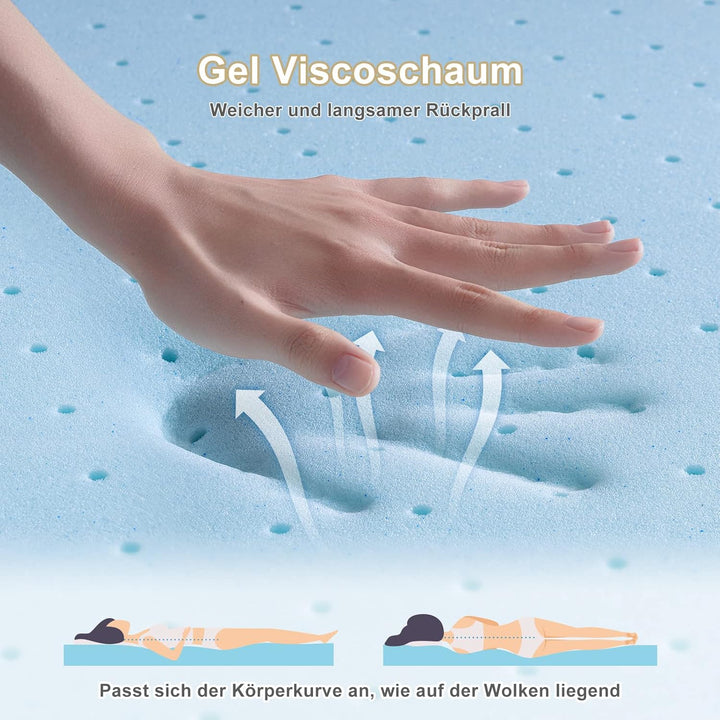 BedStory Topper 90x200cm, 7,5cm Zwei Härtegrade H3&H2 Gel Topper mit Abnehmbarem und Waschbarem Bezu
