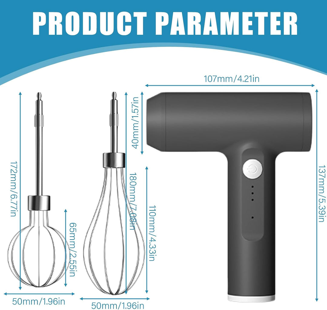 Kabelloser Handmixer Elektrischer, Drahtloser Elektrischer Lebensmittelmischer mit 3-Geschwindigkeit