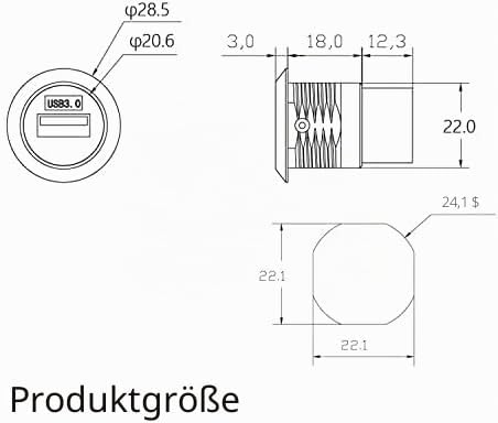 PENGLIN USB 3.0 Panel Mount Koppler 5 Stück, USB-Durchgangsanschluss, Buchse zu Buchse Bulkhead Exte