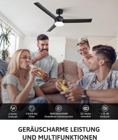 CO-Z 52 Zoll Deckenventilator mit Beleuchtung und Fernbedienung 2 in 1 Ventilator LED Deckenleuchte