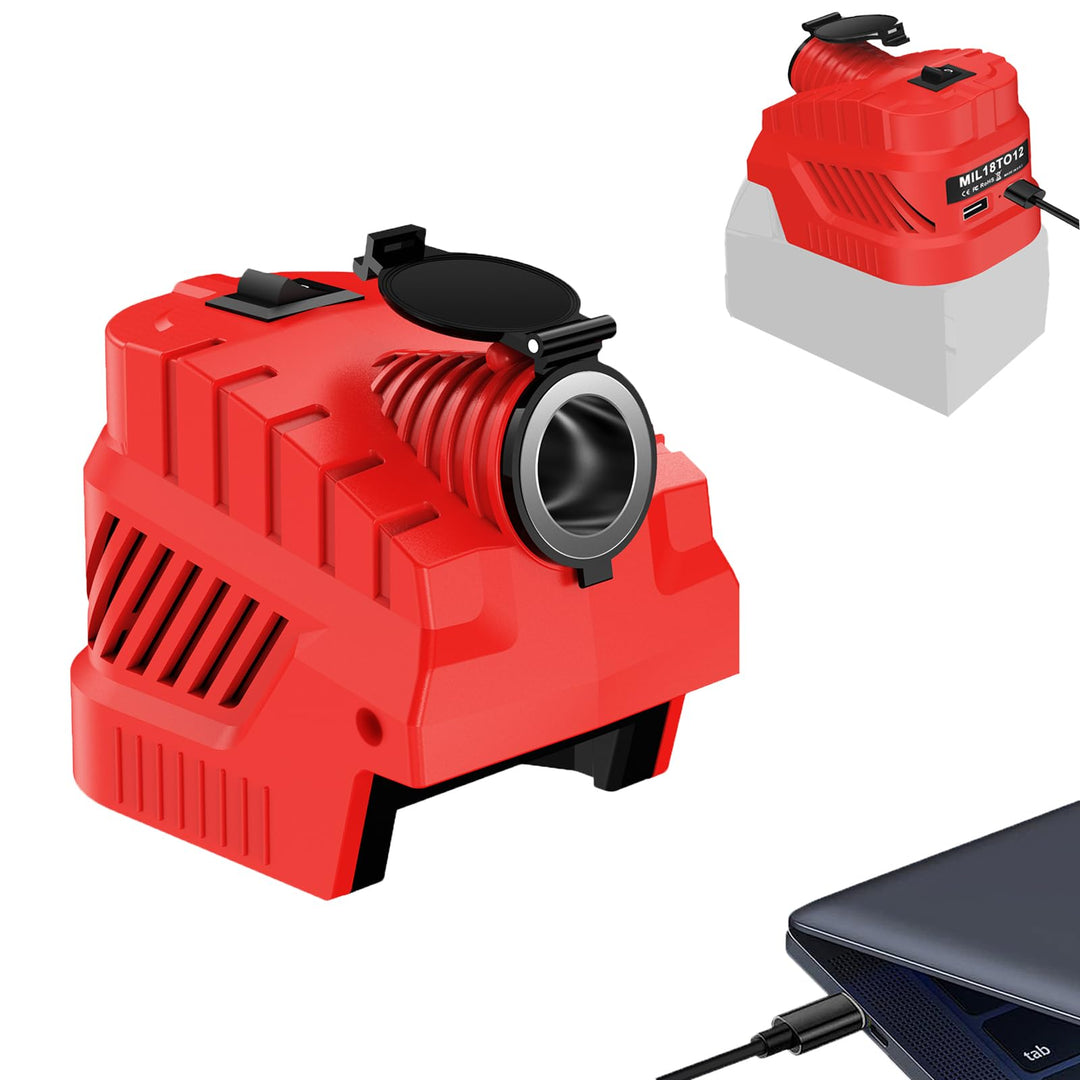 Step Down Konverter für Milwaukee 18V auf 12V | Kfz-Steckdose USB Typ C