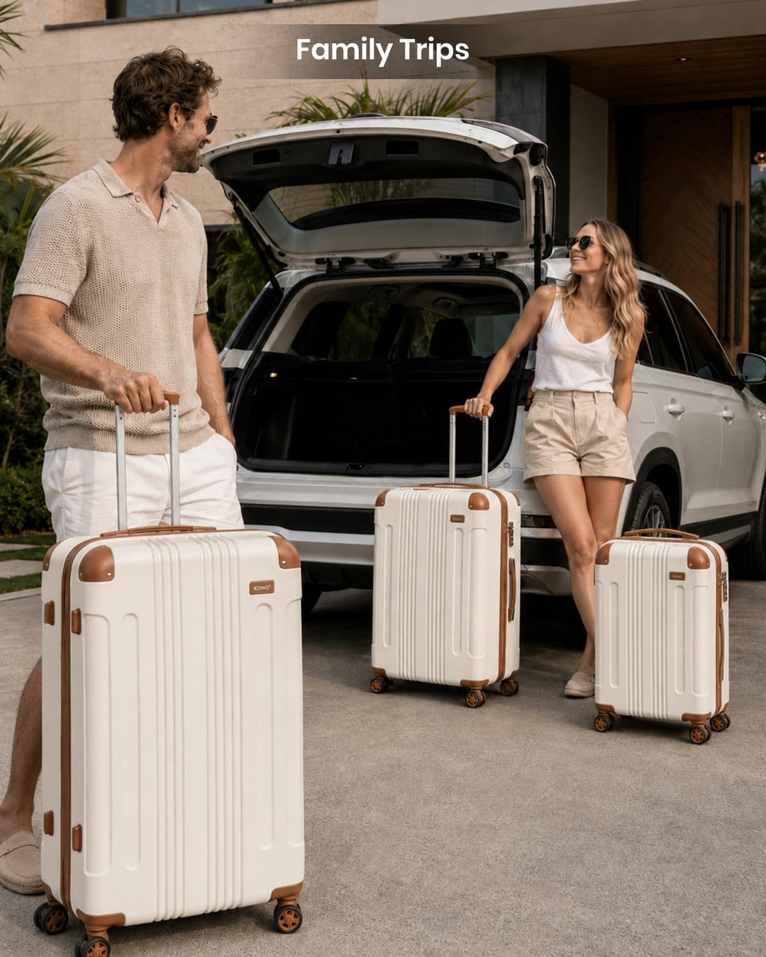KONO 65cm Koffer Mittelgross Hartschale Trolley Rollkoffer Reisekoffer mit 4 Rollen 65x42x26cm (Koff