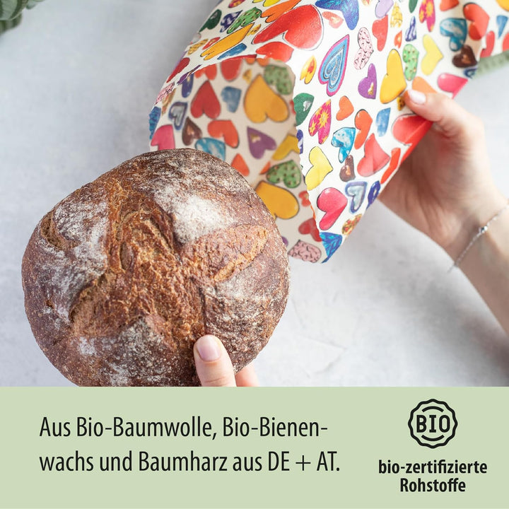 little bee fresh Bio-Bienenwachstuch grosser Beutel aus Deutschland - hält Lebensmittel natürlich, s