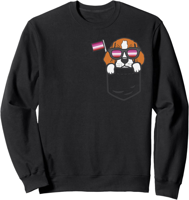 Beagle Pocket Dog LGBT Lesbian Flag Gay Pride Ally Women Sweatshirt