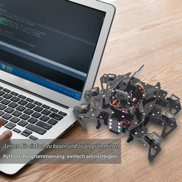 Adeept RaspClaws Hexapod Spider Robot Kit für Raspberry Pi 4/3 Modell B+/B, STEAM Crawling Robot, Op