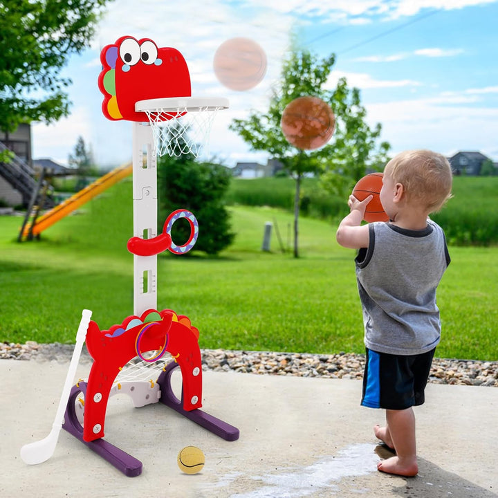 5-in-1 Basketballkorb für Kinder,Höhenverstellbar 100-120CM,Tragbare Basketballkorb Outdoor mit 1 Fu
