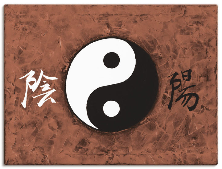 ARTLAND Wanddeko Leinwand Bilder Wandbild A. S. Ying & Yang_braun Statement Bilder Zeichen Malerei B