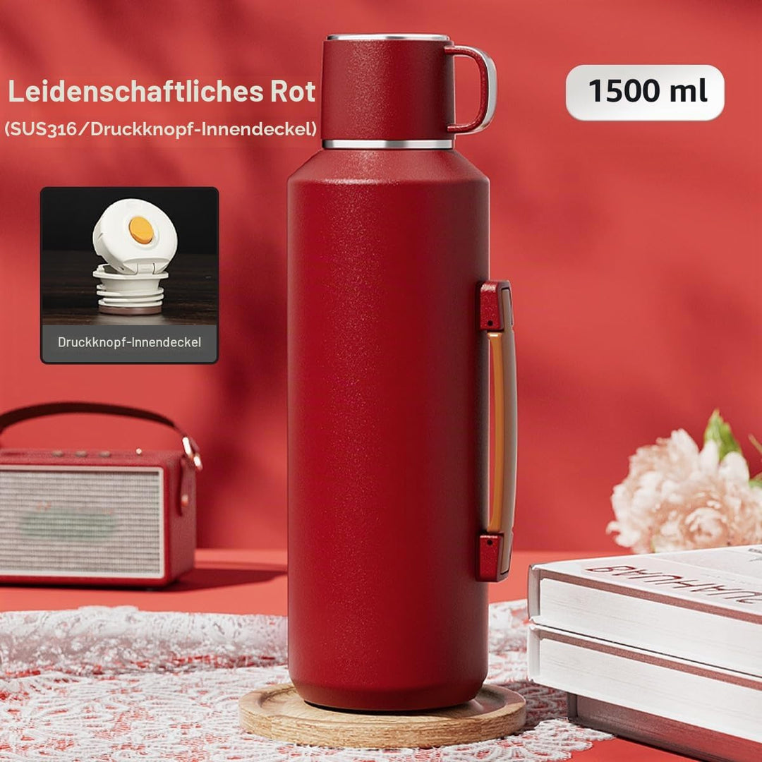 Simcat 1500ml-Thermoskanne aus Edelstahl 316, mit Becher | Hält 24 Stunden, Isolierbecher, Separater