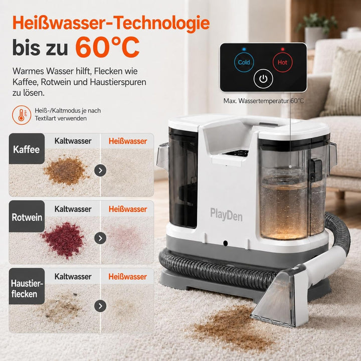 Polsterreiniger Gerät Nasssauger Waschsauger, 450W Waschsauger Teppichreiniger, 12Kpa Polsterreinige