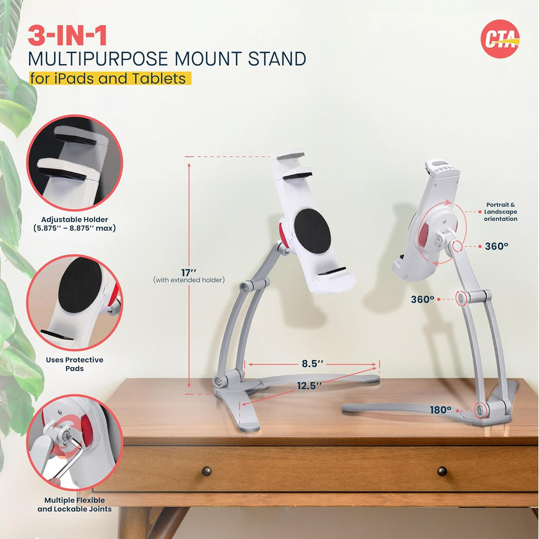 2-in-1-Küchenhalterung von CTA Digital für iPad Air / iPad mini / Surface / 7”–12" Tablets (PAD-KMS)