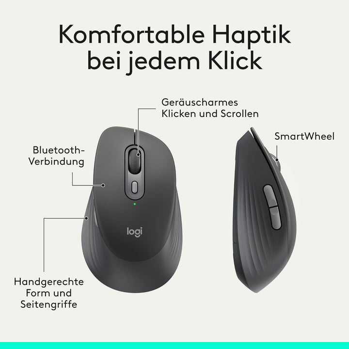 Logitech Signature Comfort M840 L Wireless Mouse ist eine Bluetooth-Maus mit geräuscharmen Klicks, S