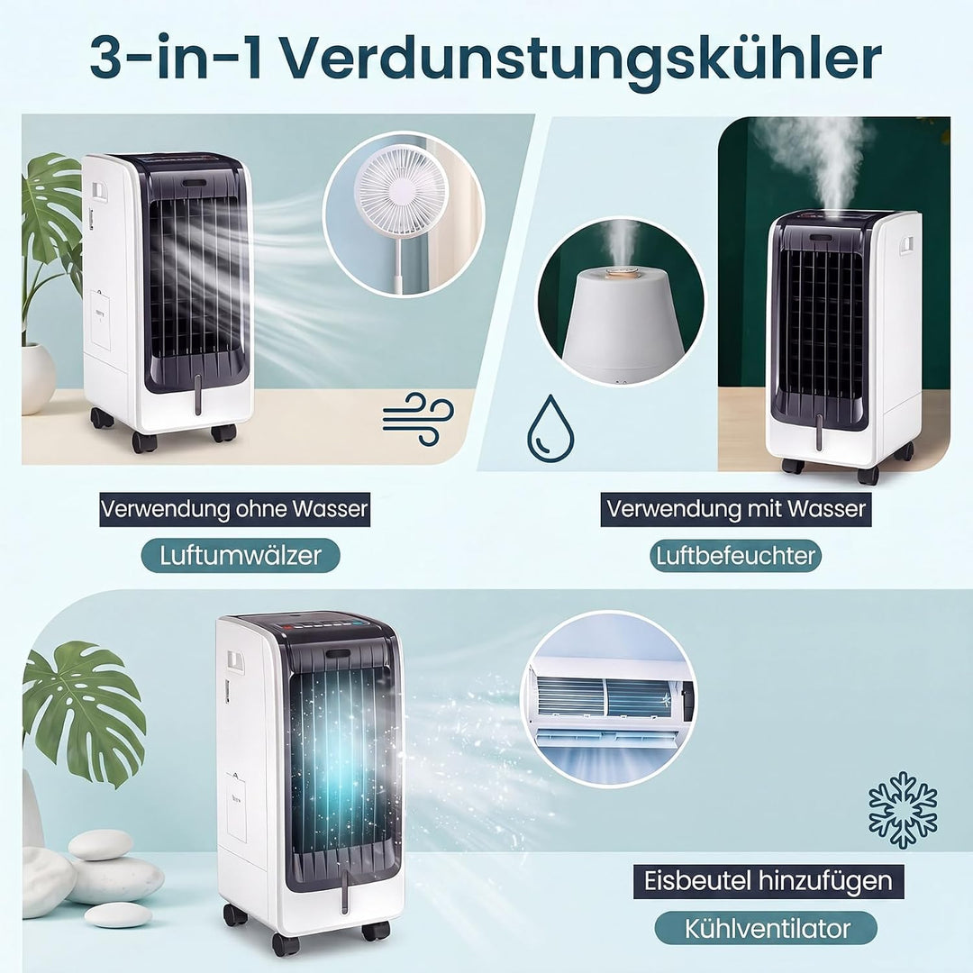 GYMAX 3 in 1 Mobiles Klimagerät, Luftkühler mit Kühlen, Ventilator, Luftreinigung &amp; Luftbefeuchter,