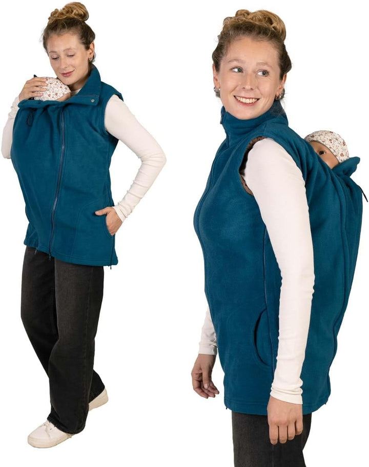 Viva la Mama - Trageweste aus Fleece, Winter Zusatzweste für Tragejacken - RERIK S 4in1 I Petrol, S