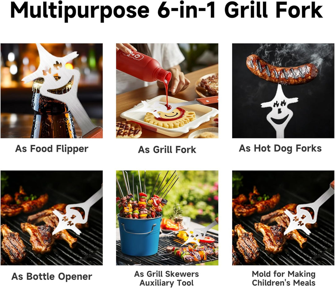 Grillbesteck Set 3-teilig aus Edelstahl mit Holzgriffen, Grillzubehör mit Grillwender, Grillzange un
