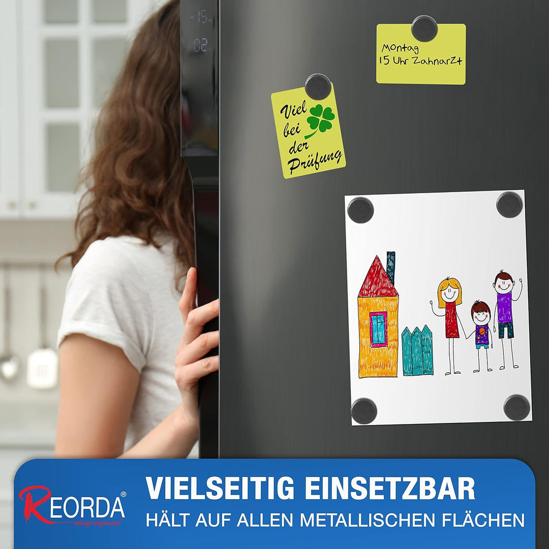 REORDA Magnete für Magnettafel stark - 225x Starke Magnete für Whiteboard, Pinnwand, als Kühlschrank