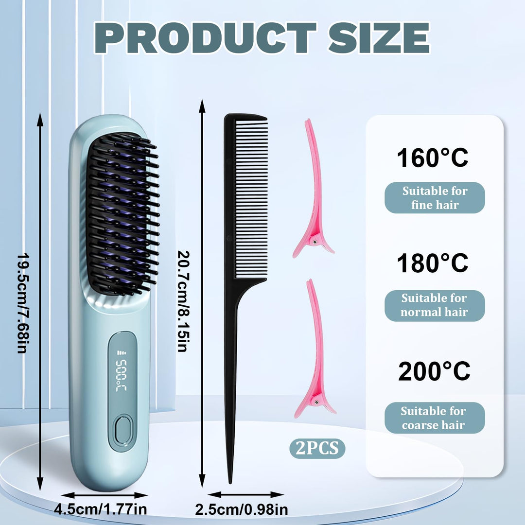 Mini-Haarkamm,Glättbürste Kabellos, 2026 Neu Haarglätter Bürste, Tragbare Bürste Glätten, Kabellose