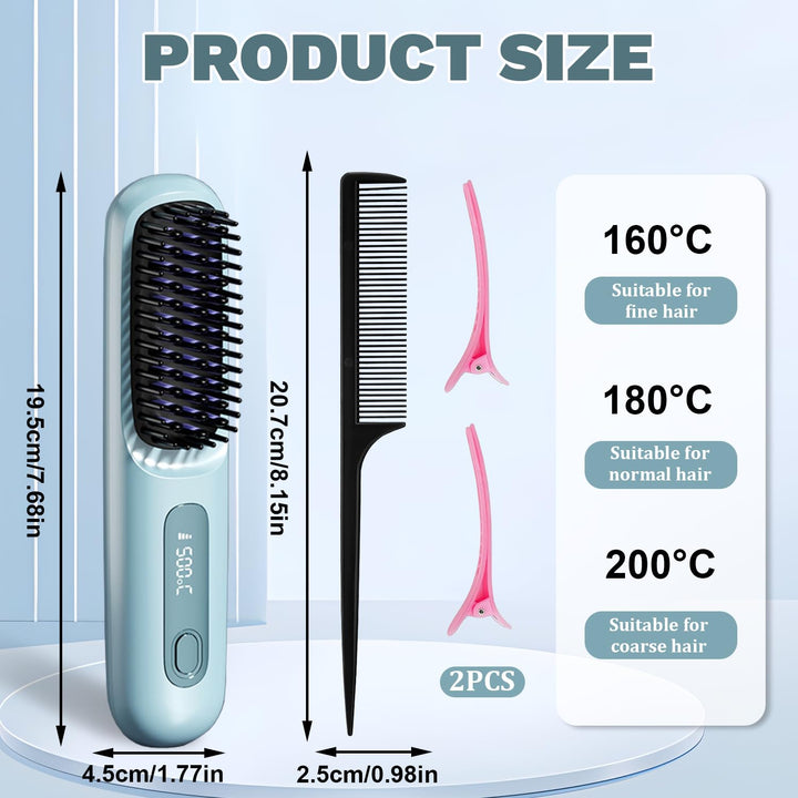 Mini-Haarkamm,Glättbürste Kabellos, 2026 Neu Haarglätter Bürste, Tragbare Bürste Glätten, Kabellose