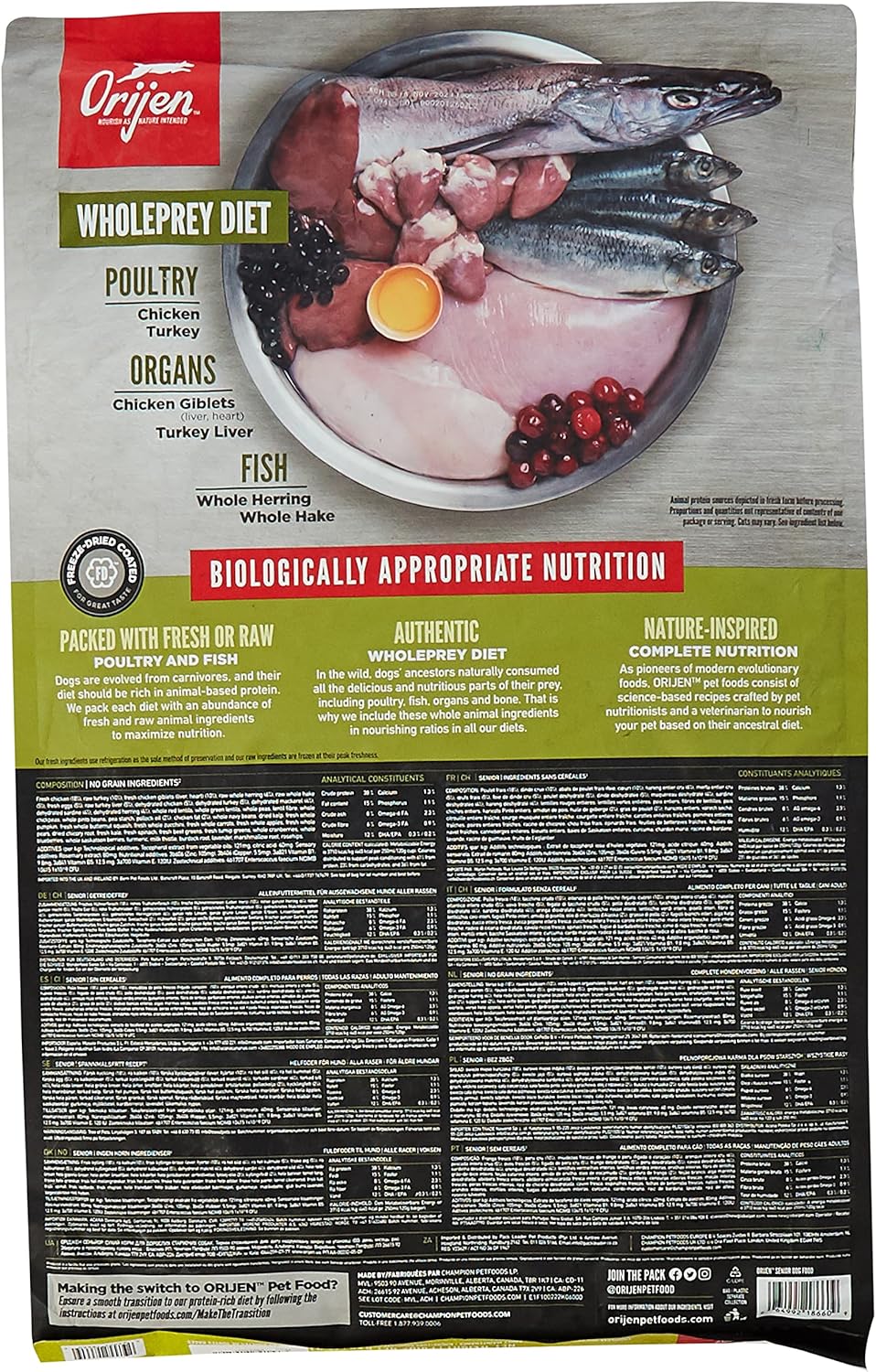 Orijen Senior Hundefutter Huhn 6 kg, Huhn 6 kg