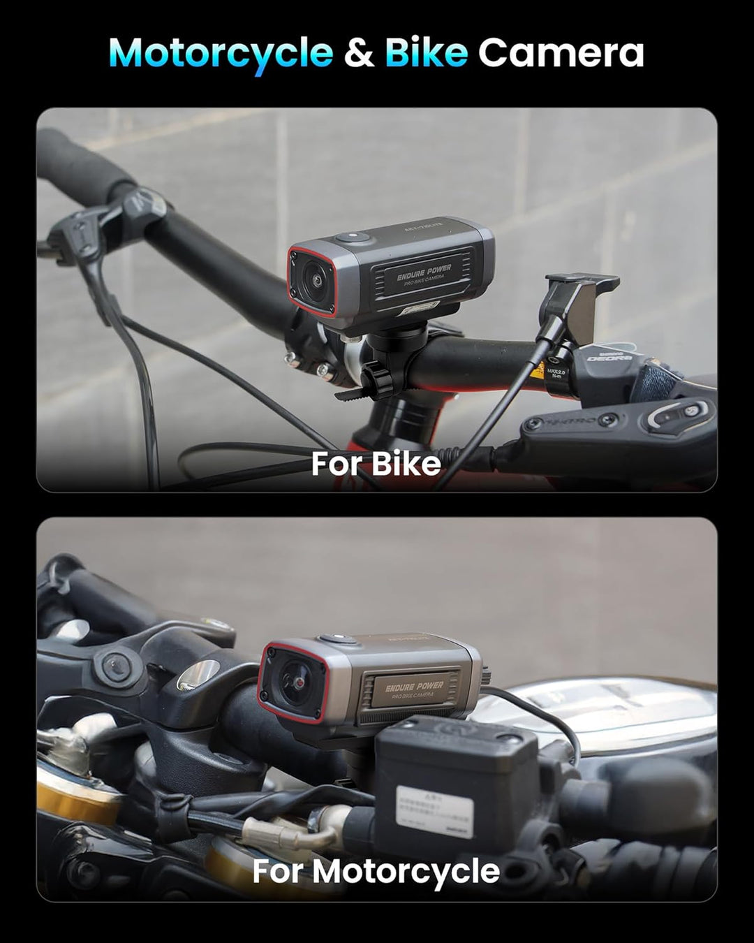 AKEEYO AKY-710Lite Motorradkamera/Fahrradkamera 2K30FPS WiFi-Actionkamera mit Ultra HD, IP66 Wasserd