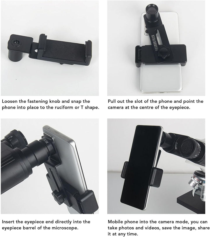 Mikroskop-Objektiv-Smartphone-Adapter, Mikroskop-Handy-Kamera-Adapter, Eingebautes 12,5-faches Mikro