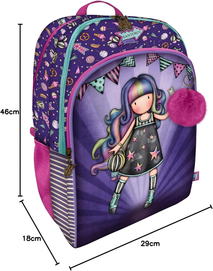 Santoro Unisex Kinder 1130GJ04 Gorjuss Rucksack Fairground Up and Away, 34,5 x 43,5 x 22 cm, violett