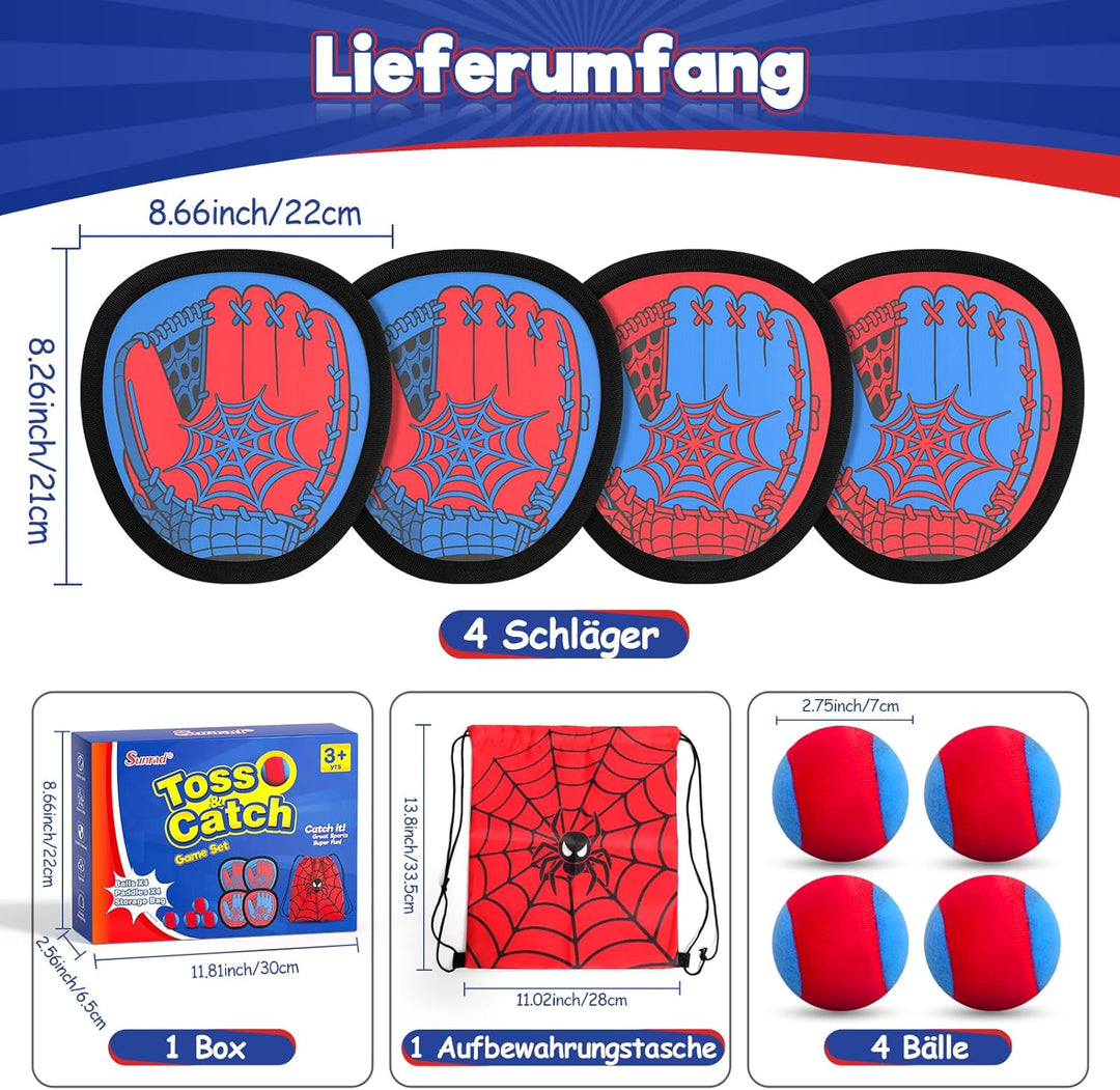Sunrad Klettballspiel Klettball Strandspielzeug Strandspiele Wurfspiel Kinder mit 4 Fangscheiben und