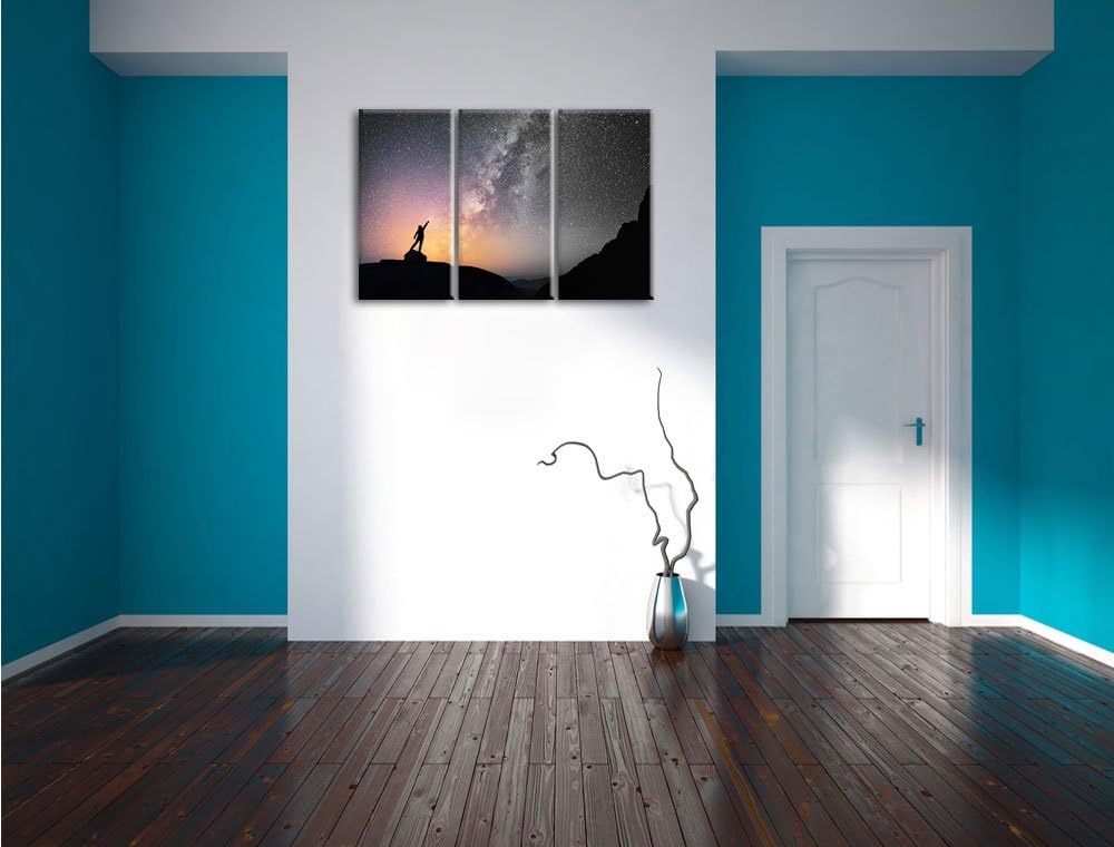 Pixxprint Sternenfänger Milchstrasse B&W Detail 3-Teiler Leinwandbild 120x80 Bild auf Leinwand