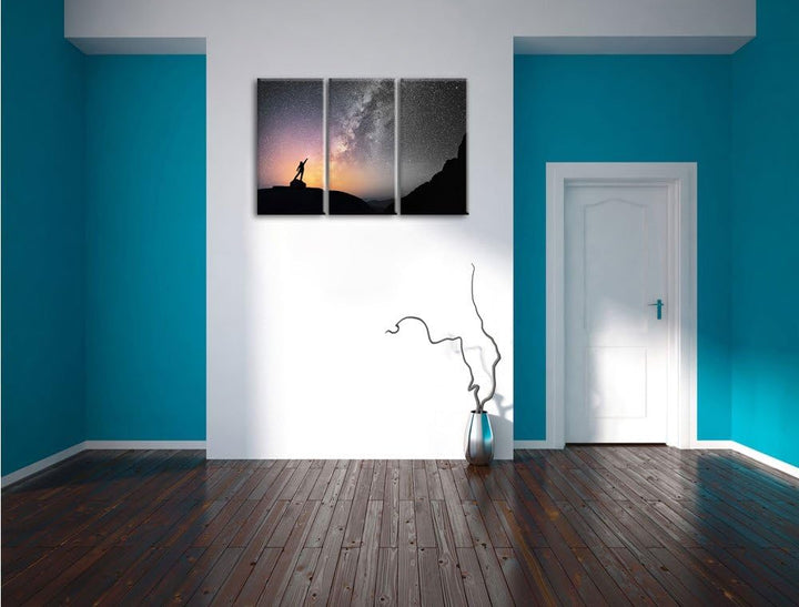 Pixxprint Sternenfänger Milchstrasse B&W Detail 3-Teiler Leinwandbild 120x80 Bild auf Leinwand