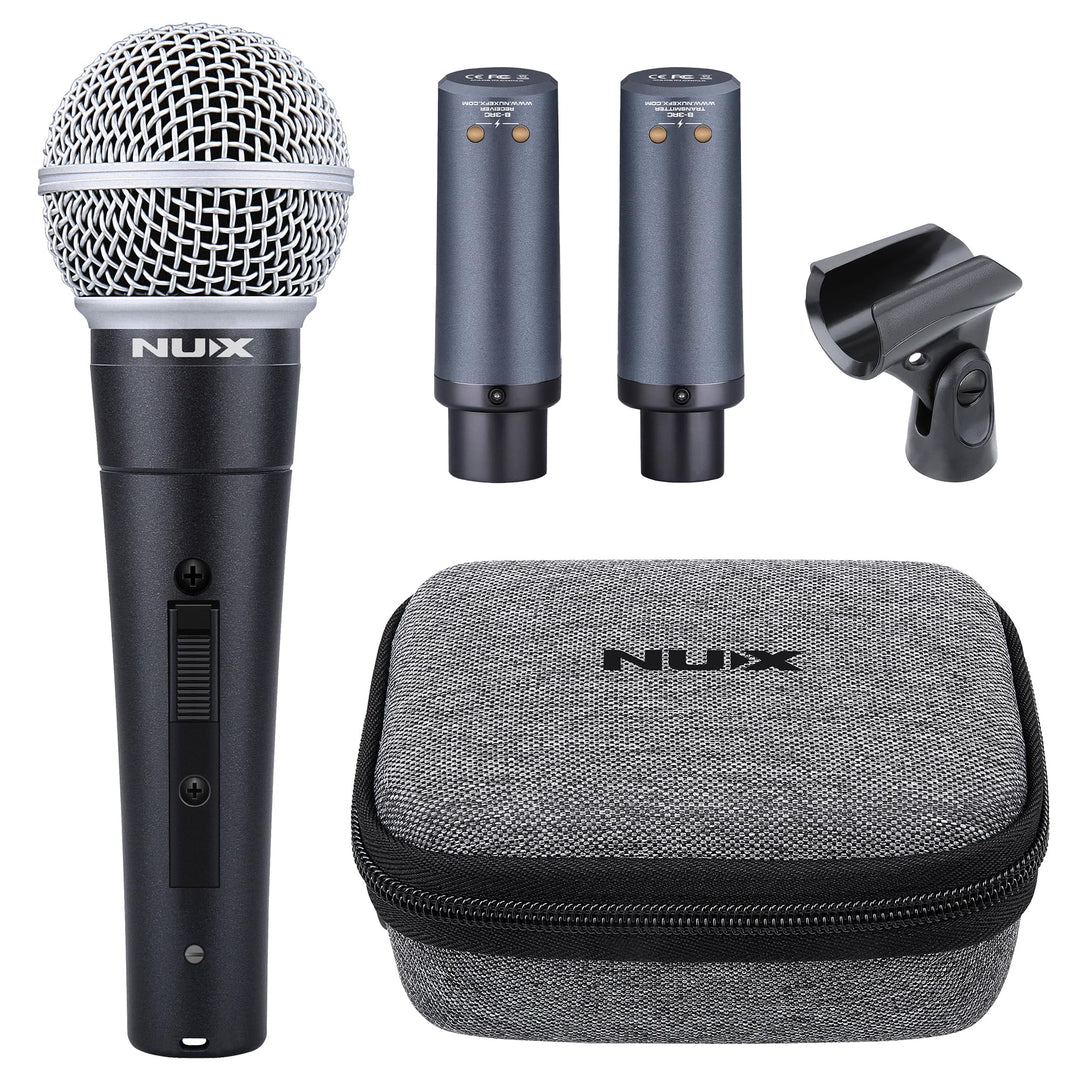 NUX B-3RC 2,4 GHz Mikrofon Wireless System mit Ladekoffer, Mikrofonbündel, 24 Bit/44,1 kHz, Langstre