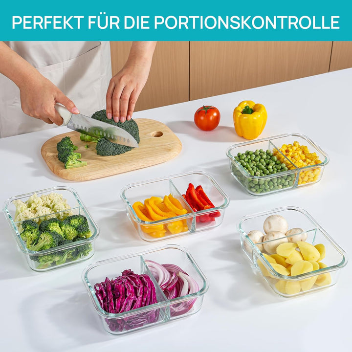 Vtopmart 3Pack 975ml Meal Prep Boxen, Glasbehälter mit Deckel, Frischhaltedosen Glas mit Deckel für