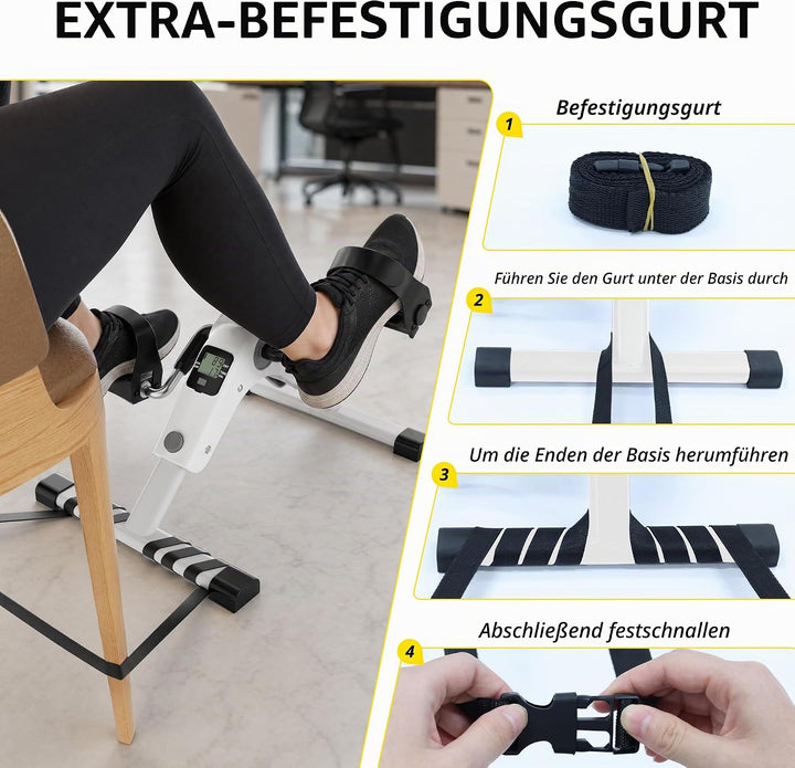 MOMODA Untertisch-Fahrradpedaltrainer mit LCD-Display, tragbarer Mini-Heimtrainer für Arm und Bein W