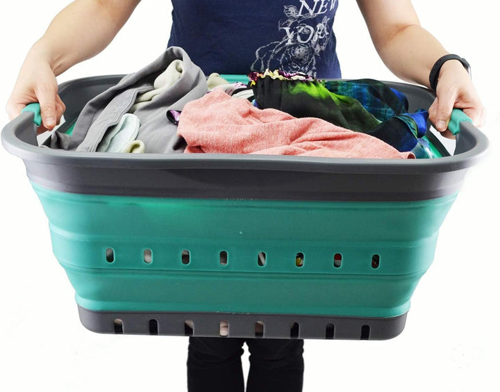 SAMMART 42L Faltbarer Wäschekorb aus Kunststoff – Faltbarer Pop-Up-Aufbewahrungsbehälter/Organizer –