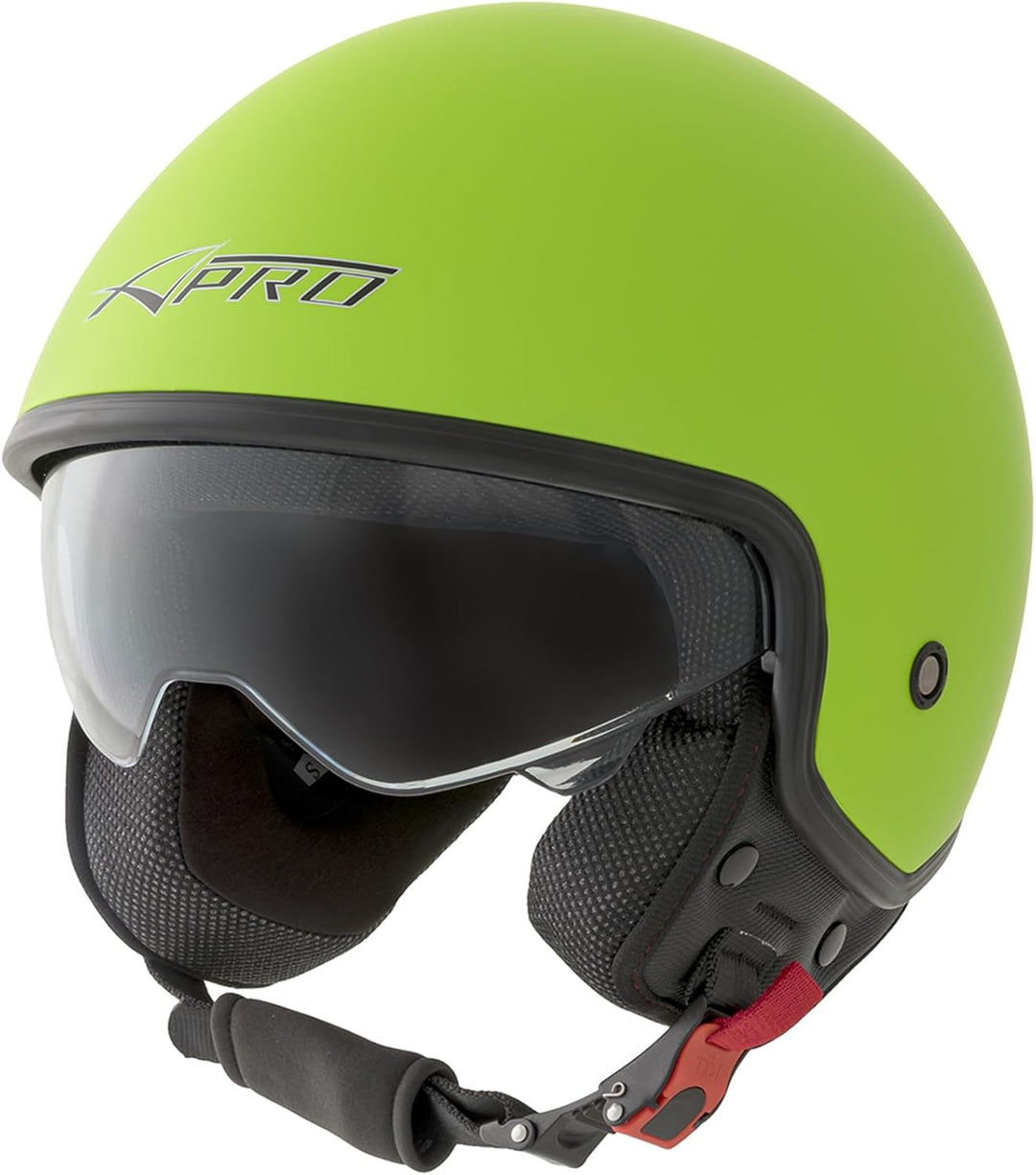 Motorradhelm Motorrad Roller Jet Helm Innensonnenblende Viser SonicMoto 57-58 cm ( M) Matt Grün, 57-