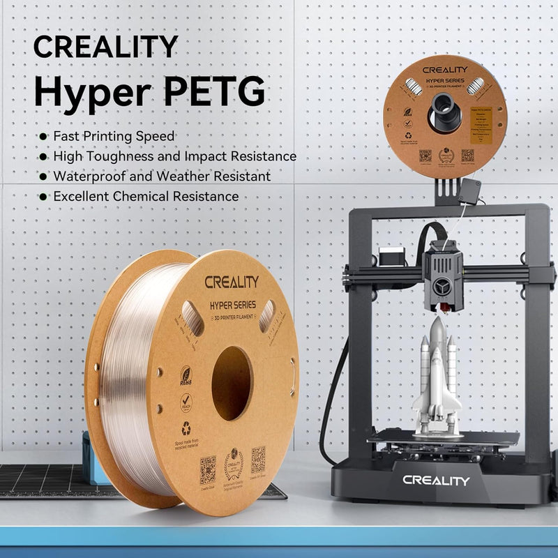 Creality Hyper PETG Filament 1,75mm (Schwarz), 2024 Neues 1kg 3D-Drucker Filament PETG Hochgeschwind