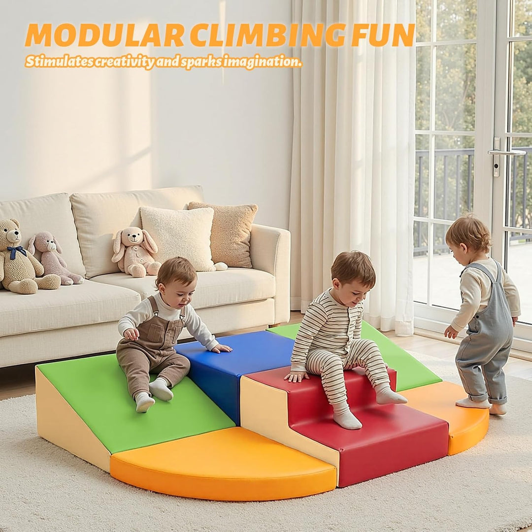 Schaumstoff Bausteine Kinder Klettern Indoor - 6 PCS Softbausteine Riesenbausteine für Baby Motorik
