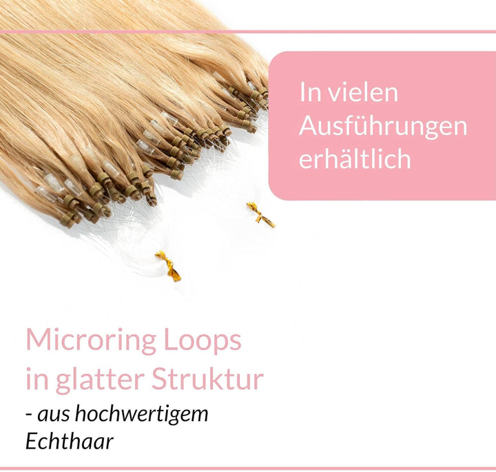hair2heart Microring Extensions Echthaar glatt - 25 Strähnen 1g 50cm 9/31 lichtblond gold-asch 50cm