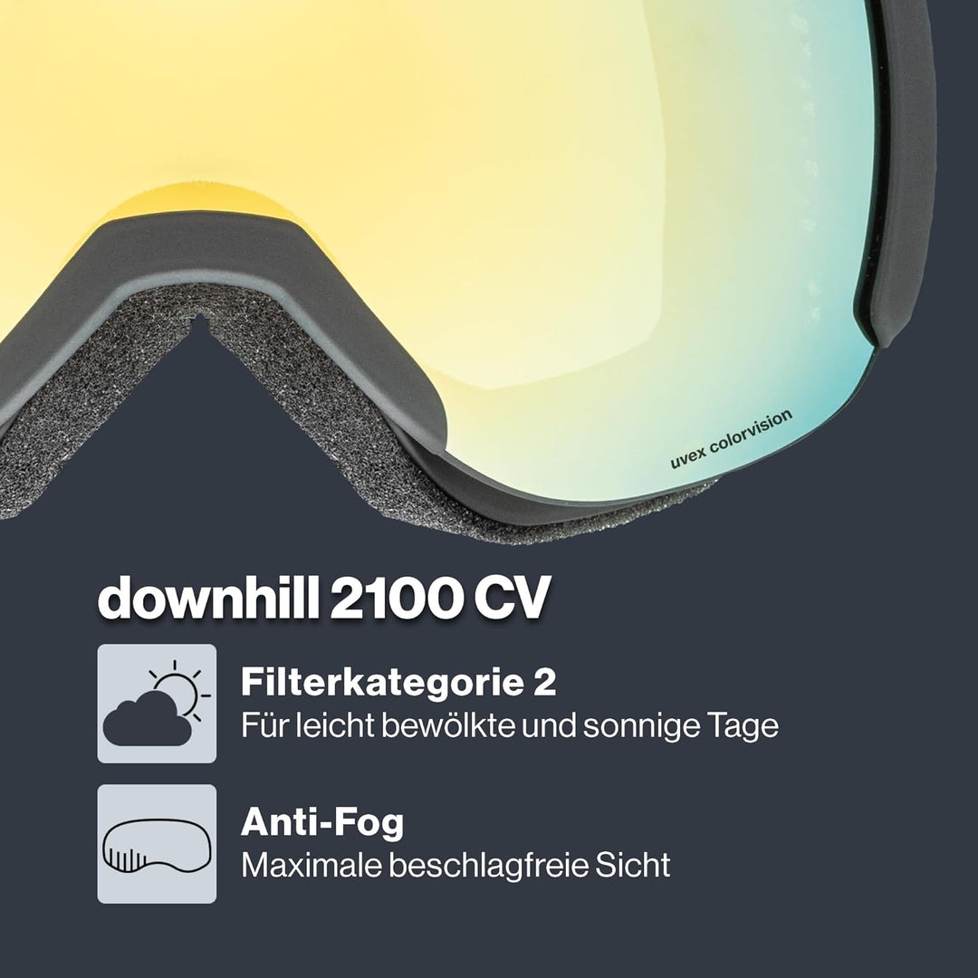 uvex Unisex Downhill 2100 Cv Skibrille (1er Pack) Einheitsgrösse black mat/gold-green, Einheitsgröss