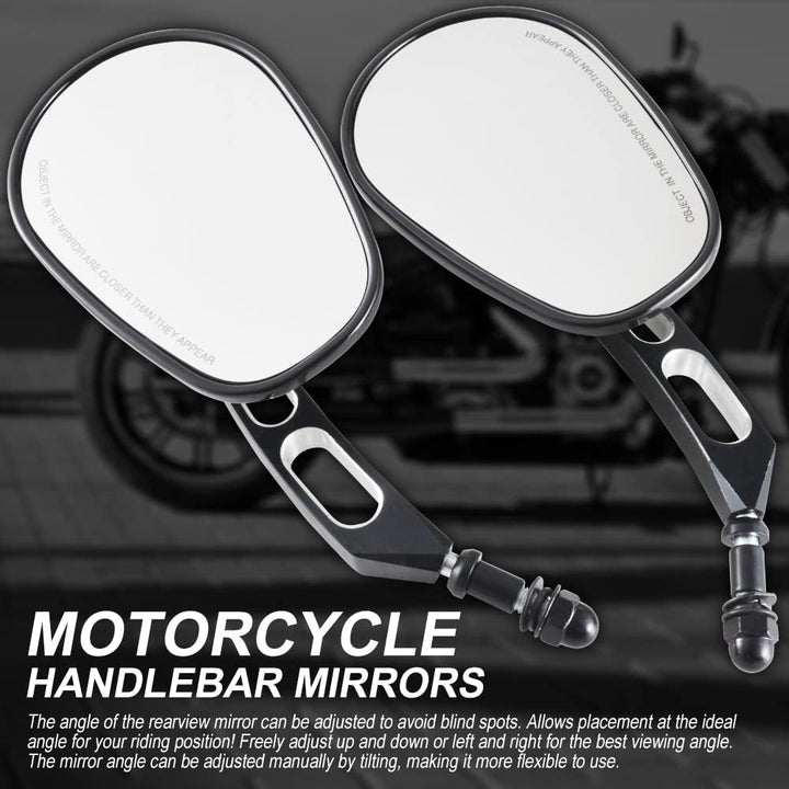 KATUR Motorrad 8 mm 10 mm Lenkerendspiegel, Rückspiegel, Motorrad, schwarzer Randschnitt, Rückseiten