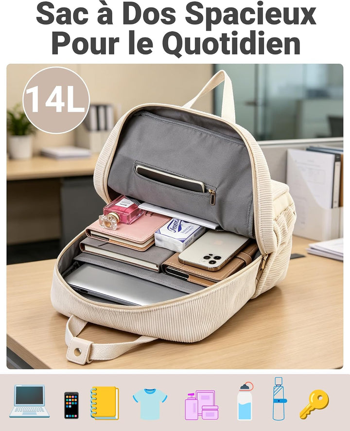 Makukke Rucksack Damen&amp;Herren, Cord Daypack Anti-Theft Tasche Casual Schultasche Citytasche, für Sch