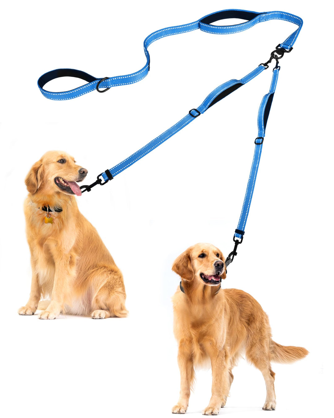 PetBonus Hundeleine Doppelleine für 2 Hunde, Keine Verwicklung Leine für 2 Hunde Gross, Verstellbar