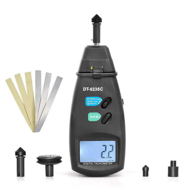 Digitaler Drehzahlmesser Handheld Photo Tachometer GR-6236C Berührungslose Reichweite mit Max/Min/AV