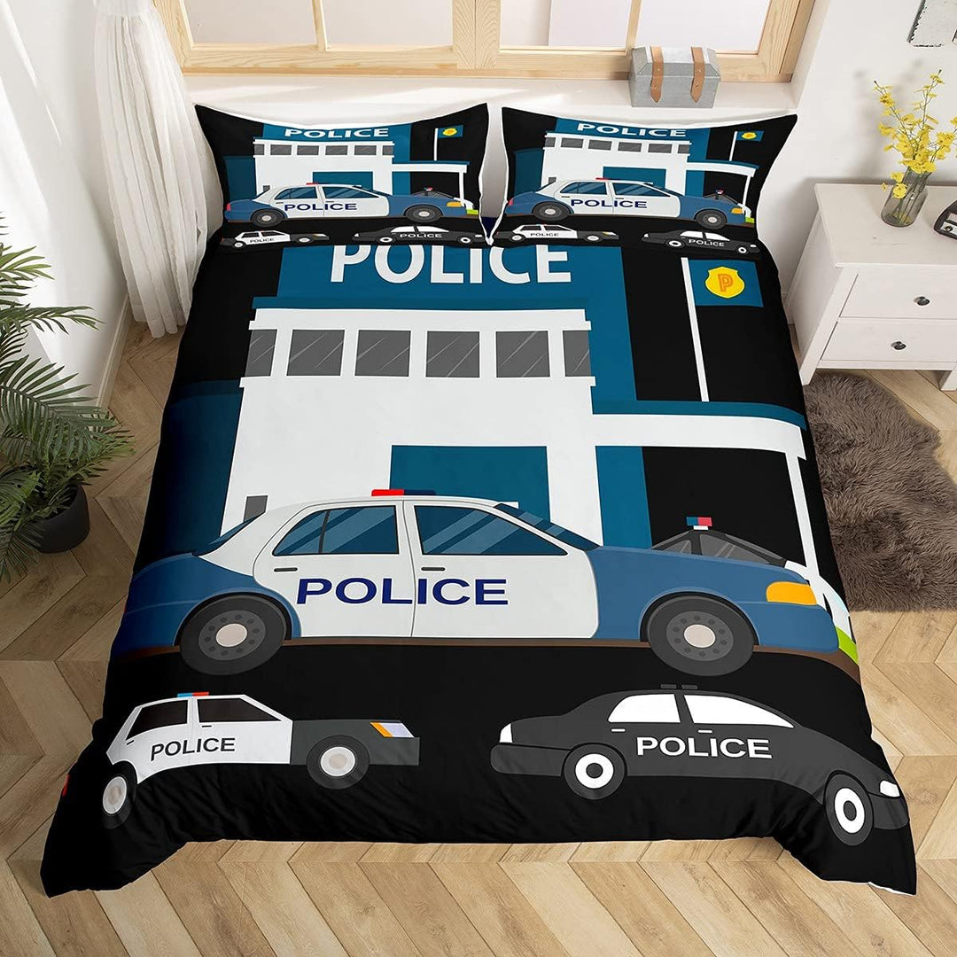 Homewish Polizeiwagen Bettwäsche Set 220×240, Kinder Karikatur Auto Bettbezug, Emergency Responder F