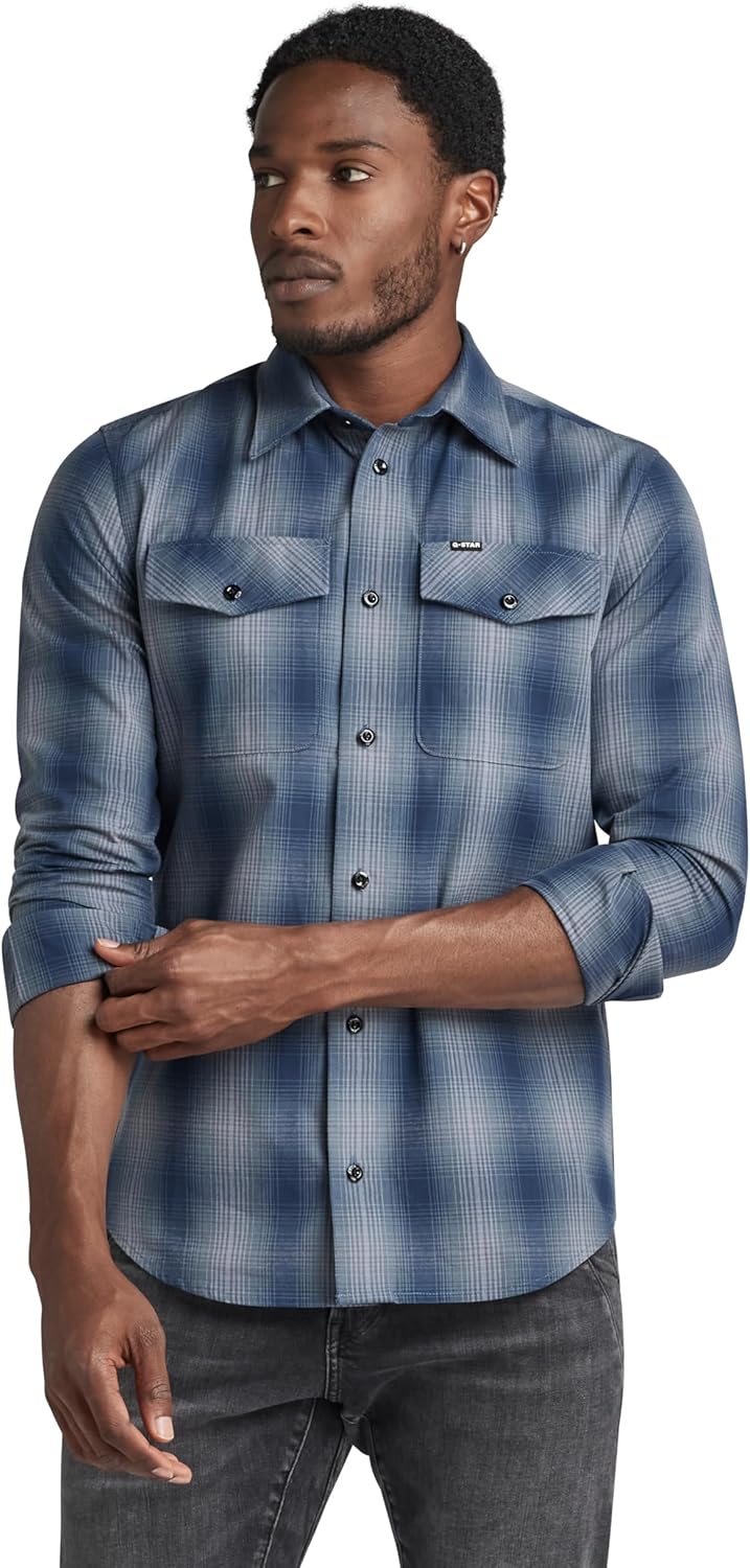 G-STAR RAW Herren Marine Slim Shirts XS Mehrfarben (Rank Blue Vanderbilt Check D20165-d412-g092), XS