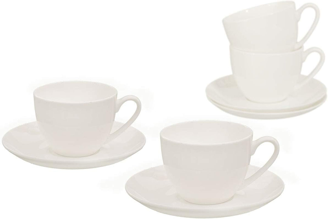 Buchensee Kaffeetassen Set aus Fine Bone China Porzellan. 6 Kaffeetassen je 210ml und 6 Unterteller