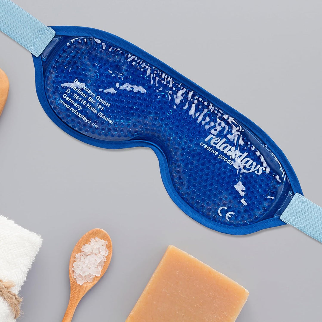 Relaxdays Augenmaske kühlend &amp; wärmend, 2er Set, Gelperlen, Kühlmaske für Augen, Kühlbrille mit Klet