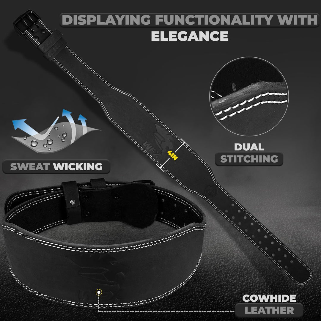 WFX Gewichthebergürtel, Fitnessstudio, Fitness, gepolsterte Lendenwirbelstütze, verstellbare Löcher,