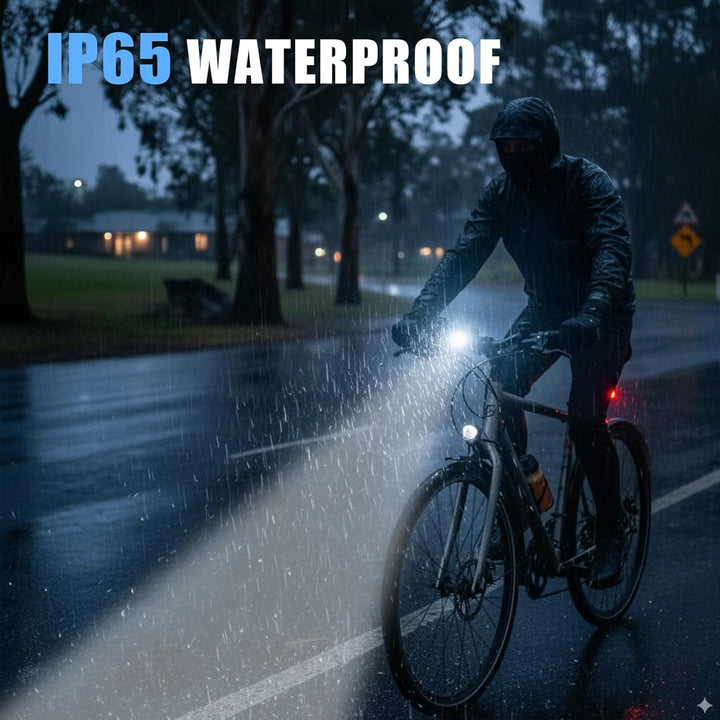 Fahrradlicht Set LED USB wiederaufladbar – Frontlicht 1000mAh & Rücklicht 320mAh, IP65 wasserdicht,